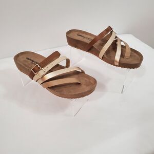 Walking Cradles Leather Sandals Women's 10.5 M Penelope Rose Gold W-137511 New